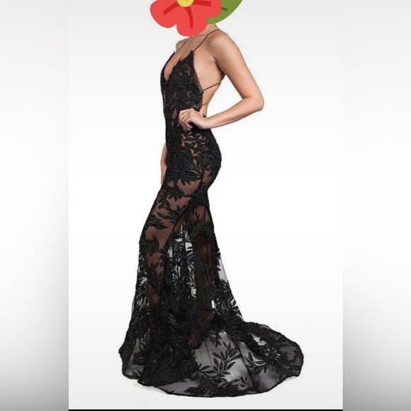 NADINE MERABI Stella Black Backless Lace Dress - Picture 5 of 15